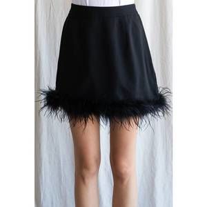 JODIFL Black Feather Trim Mini Skirt